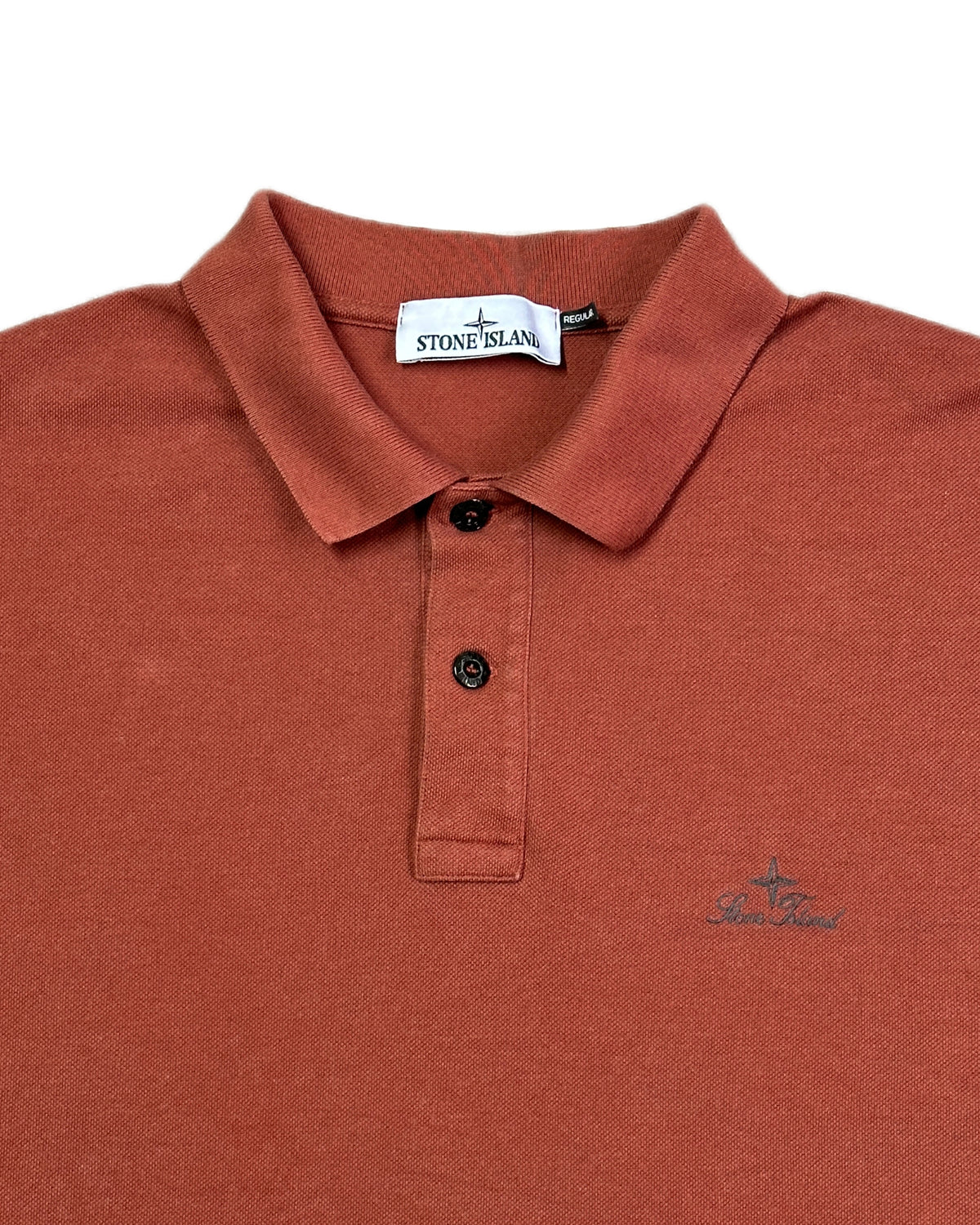 Stone Island 2026 Organic Cotton 50/2 Pique Fissato Dye 80s Script Logo Polo Shirt - XXL