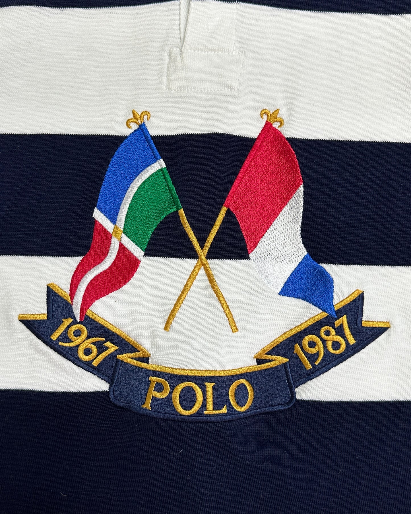 Polo Ralph Lauren 1987 Cross Flags Stripes Longsleeve Polo Shirt - S