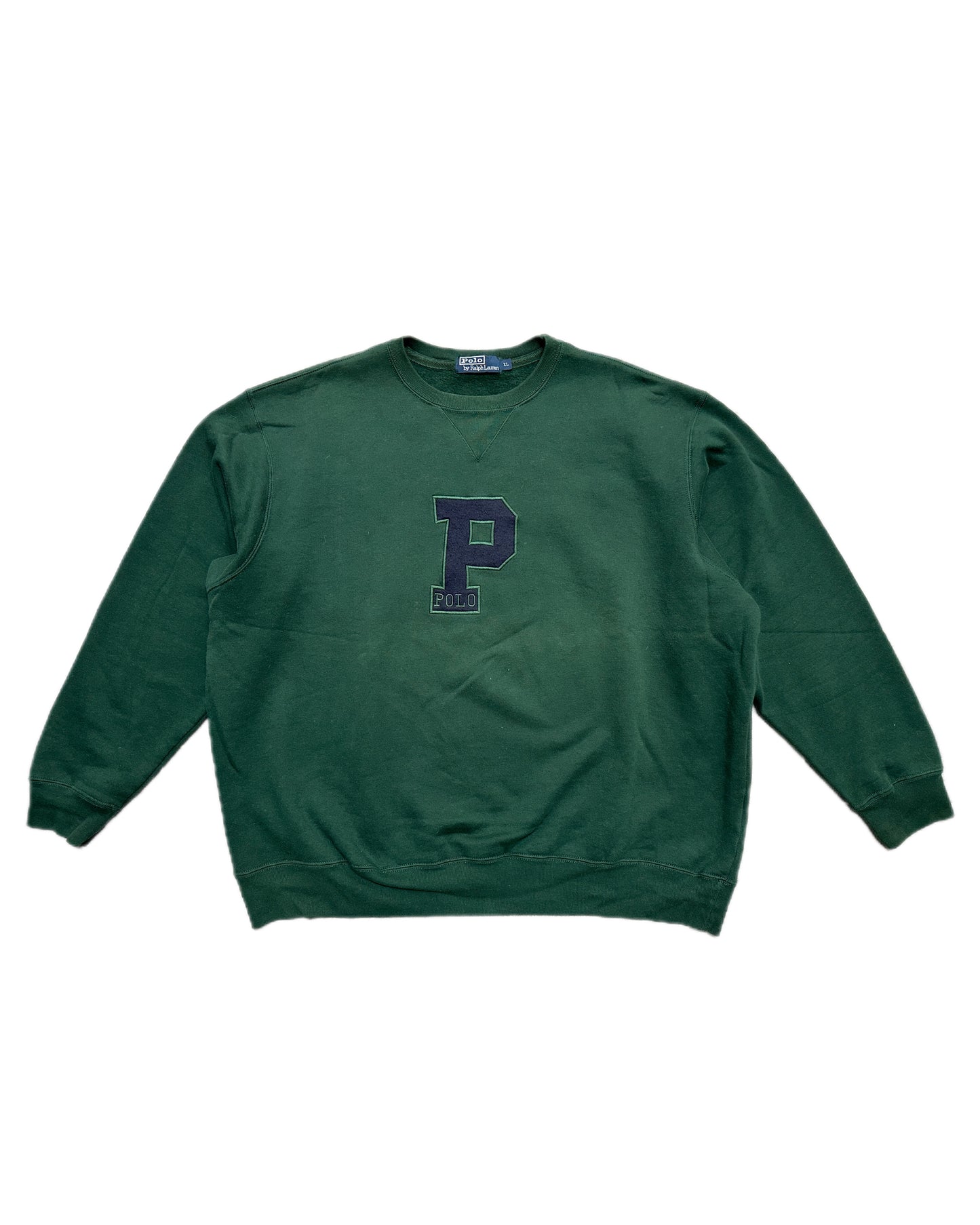 Polo Ralph Lauren 1990 Vintage Big P Logo 90s Sweatshirt - XL - Made in Hong Kong
