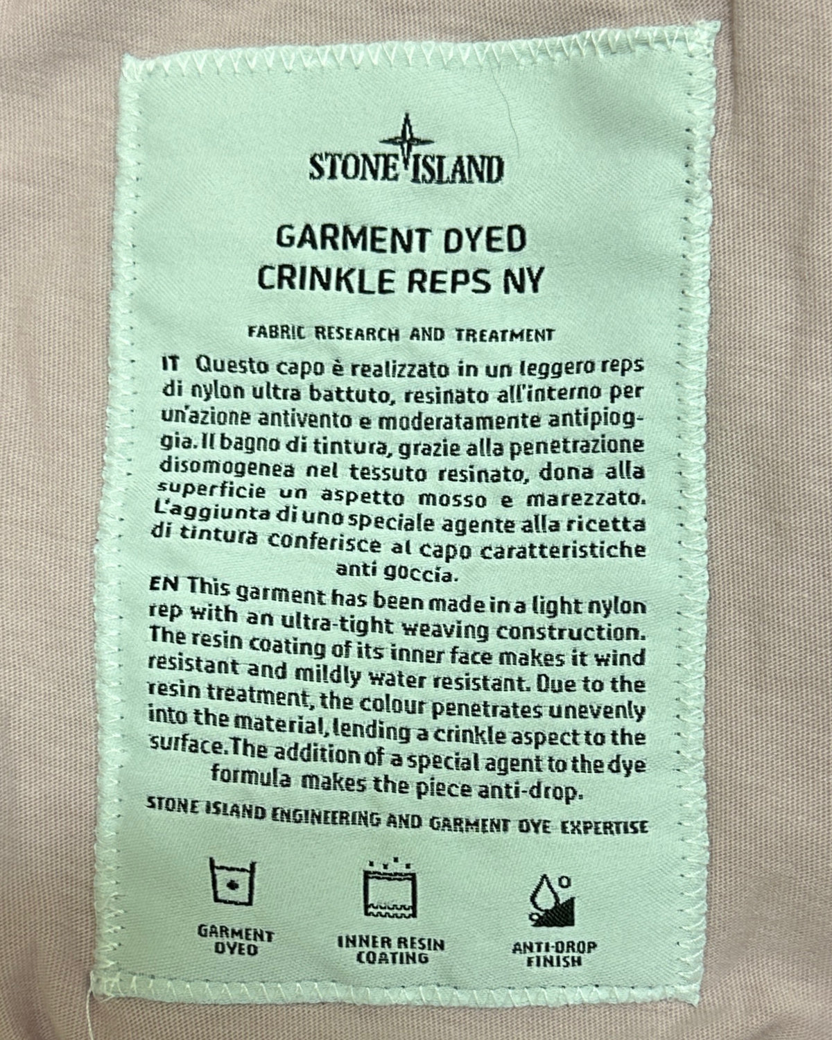Stone Island  2017 Garment Dyed Crinkle Reps NY Bomber Jacket - L