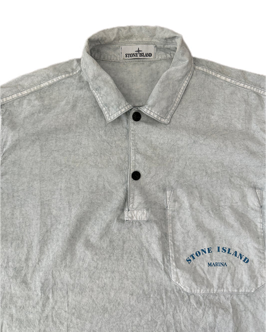 Stone Island Marina 2023 Reflective Print Overshirt Blue Polo Shirt  - L - Made in Italy