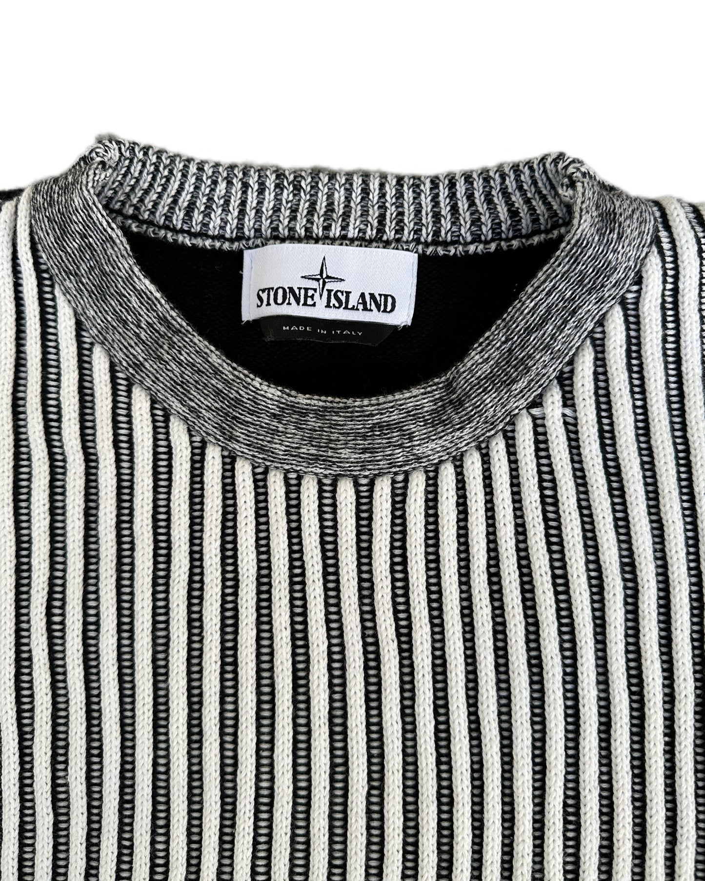 Stone Island 2019 Two Tone Rib Cotton Knit Sweater - XL - Made in Italy