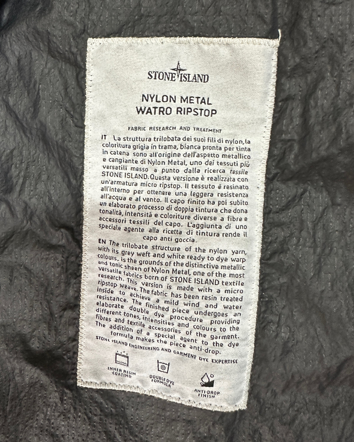 Stone Island 2019 Nylon Metal Watro Ripstop Navy Coat - L