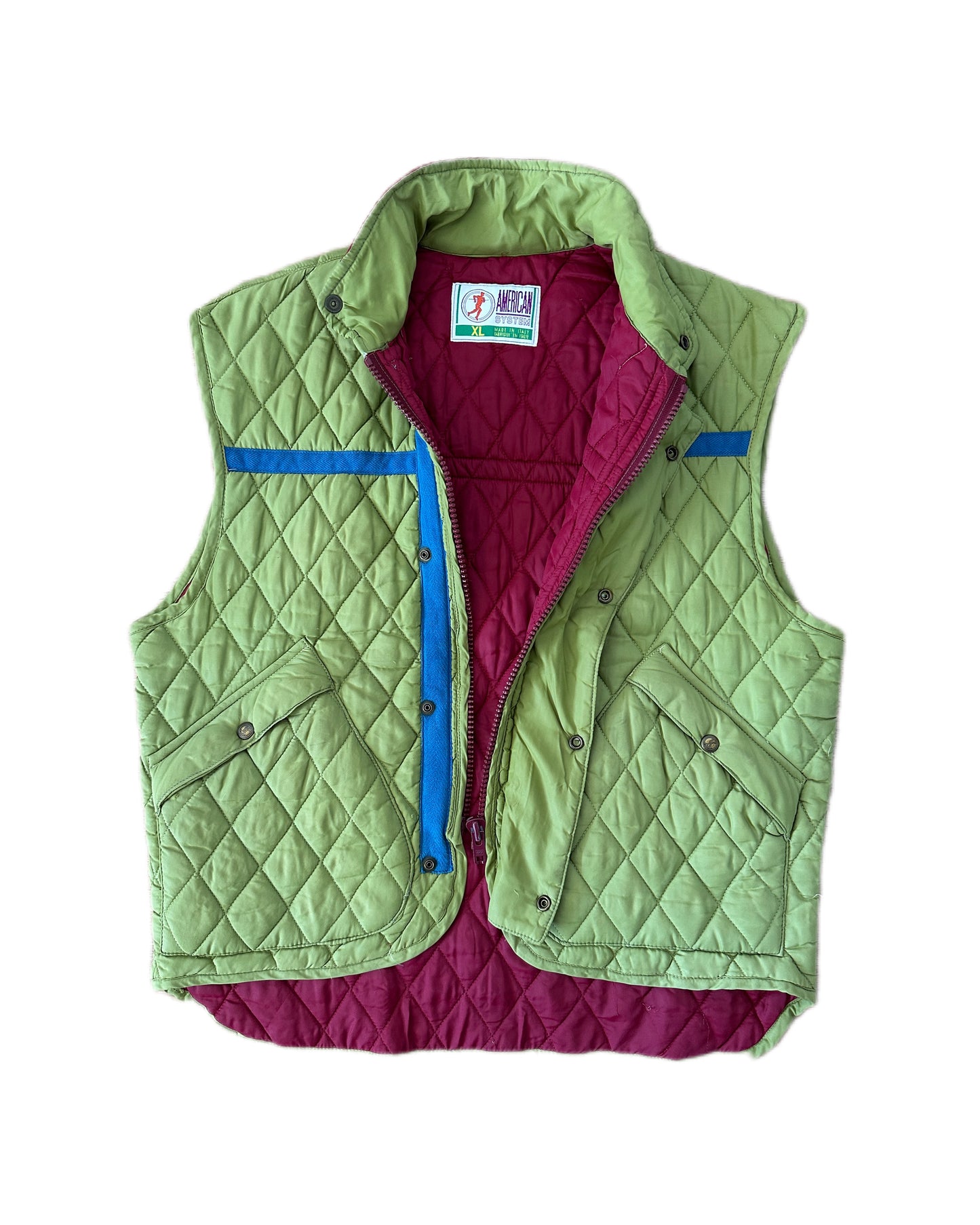 American System 1986 Vintage Quilted Vest - XL - Made in Italy