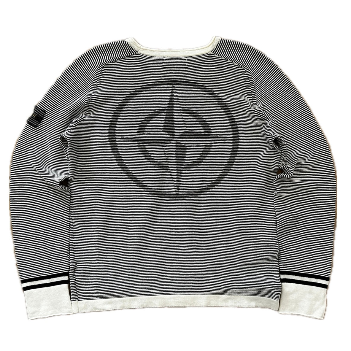 Stone Island 2009 Mesh Badge Holographic Light Knit Sweater - L - Made in Italy