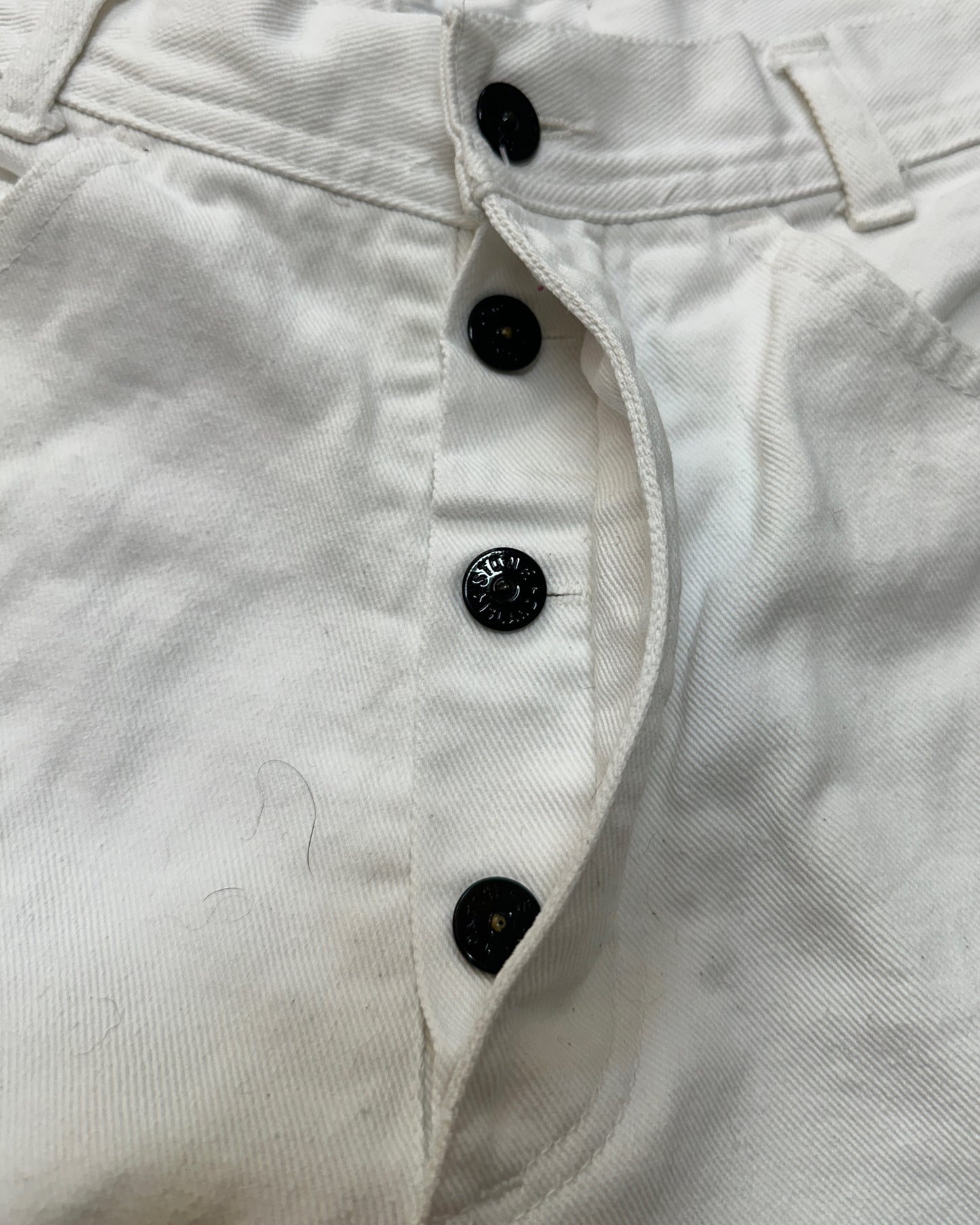 Stone Island 1989 Vintage Green Edge Logo White Button Jeans - 48 - Made in Italy