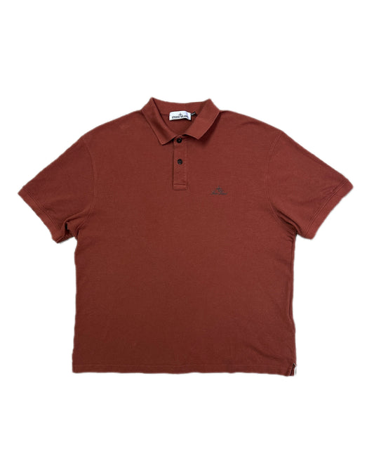 Stone Island 2026 Organic Cotton 50/2 Pique Fissato Dye 80s Script Logo Polo Shirt - XXL