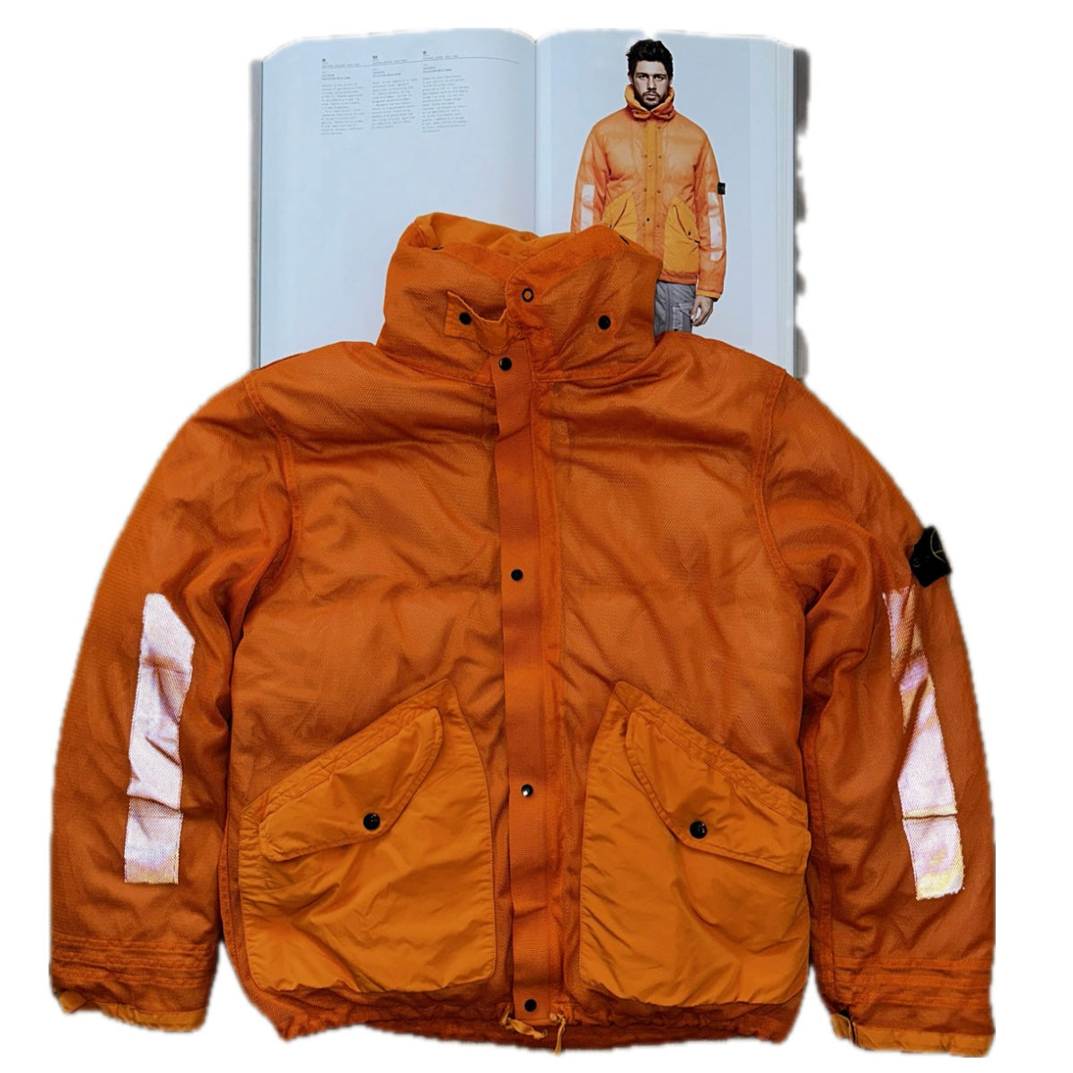 Stone Island 2003 Vintage Paul Harvey Archivio Polyester Mesh Down Jacket - L - Made in Italy