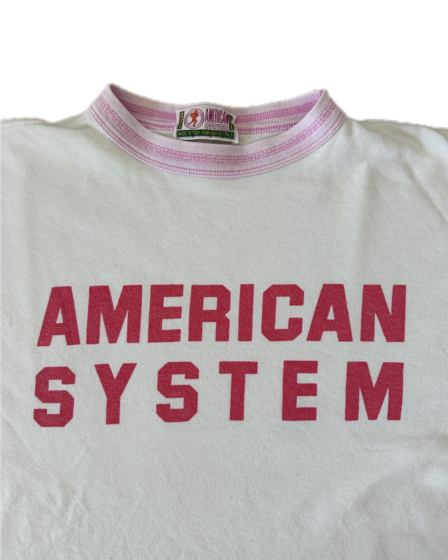 American System 1987 Vintage Short Sleeve Sweatshirt - XXL - Made in Italy