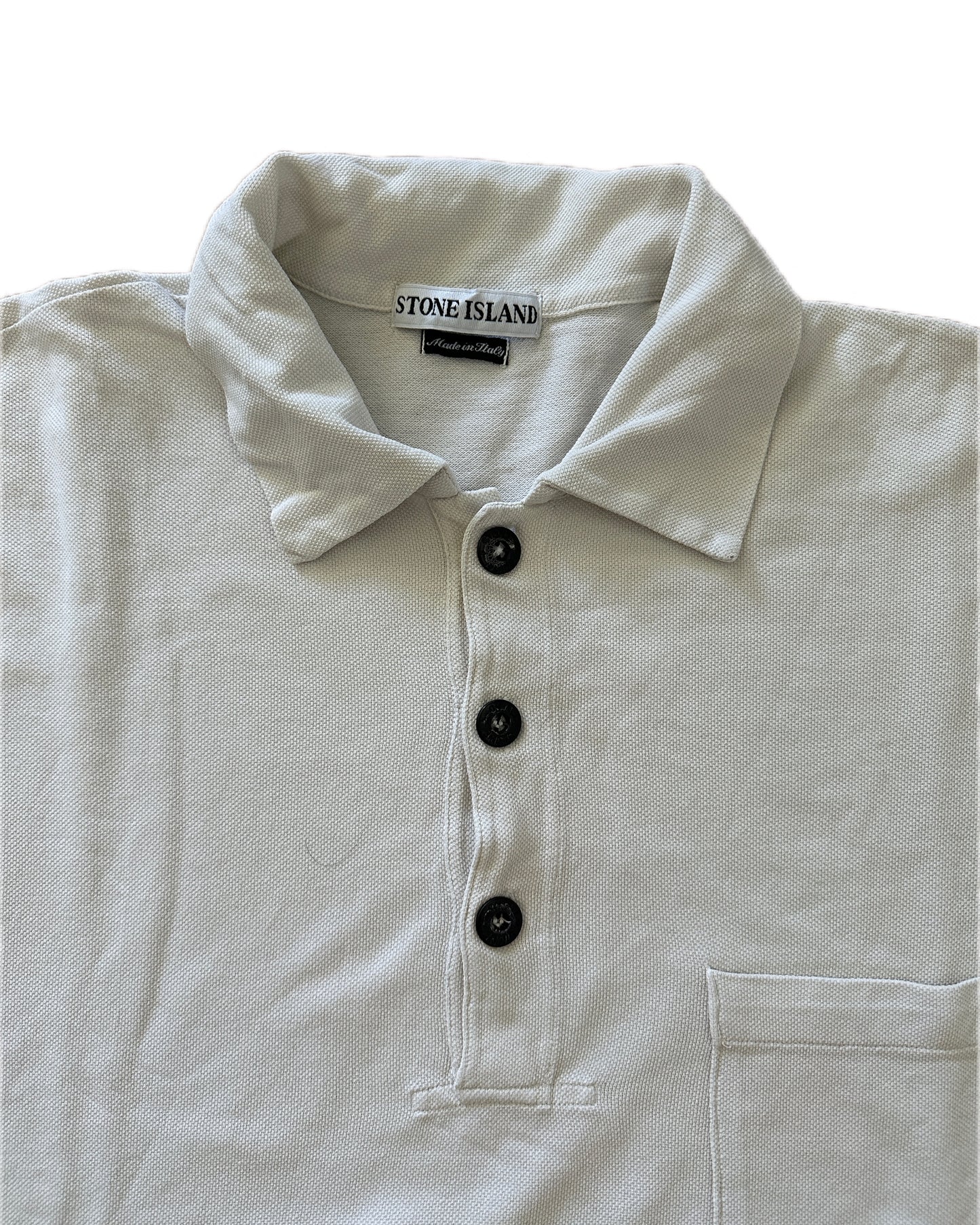 Stone Island Marina 1998 Vintage White Polo Shirt - XL - Made in Italy