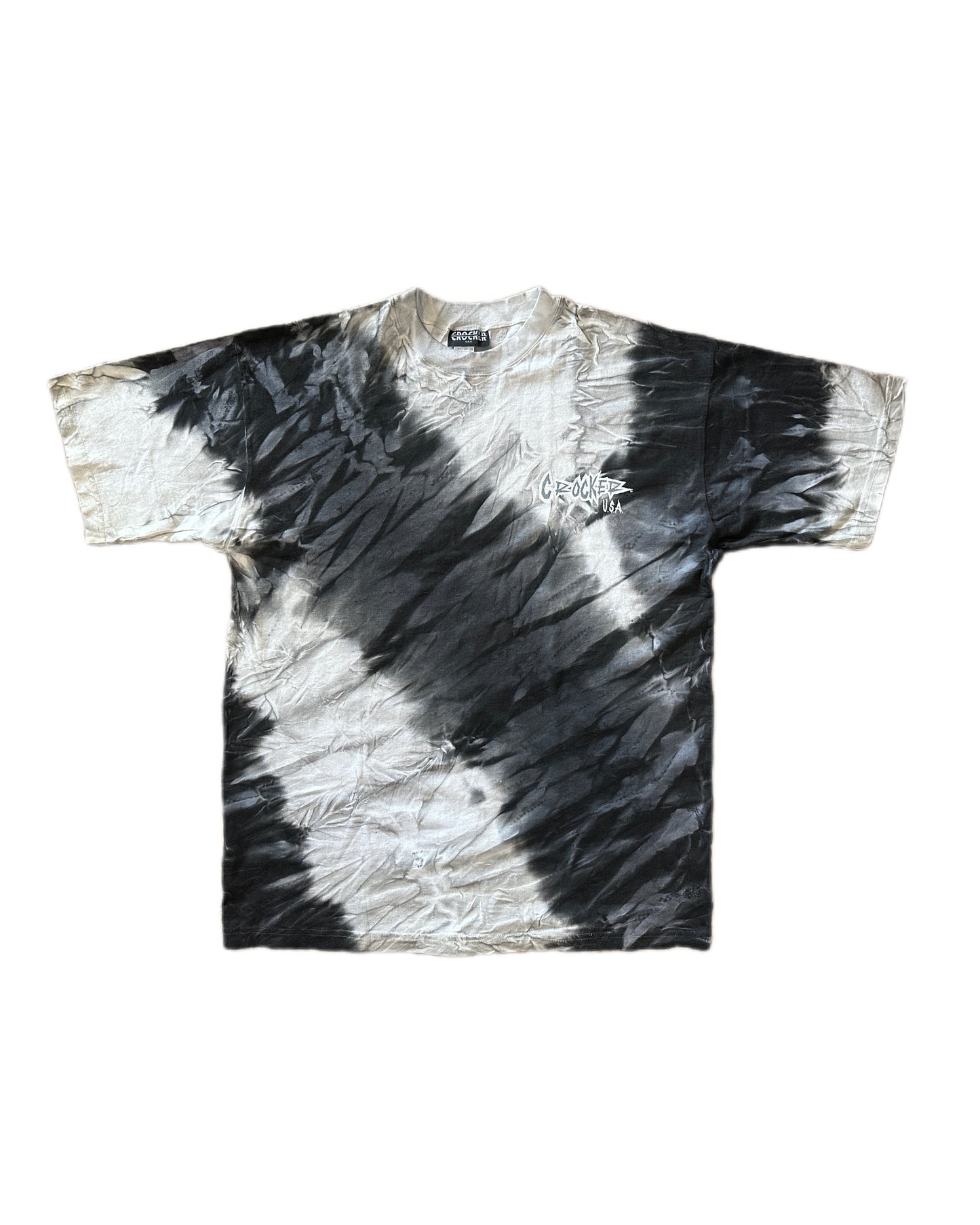 Crocker USA Vintage 90s Bodybuilding Black White Tie-Dye T-Shirt - XL - Made in USA