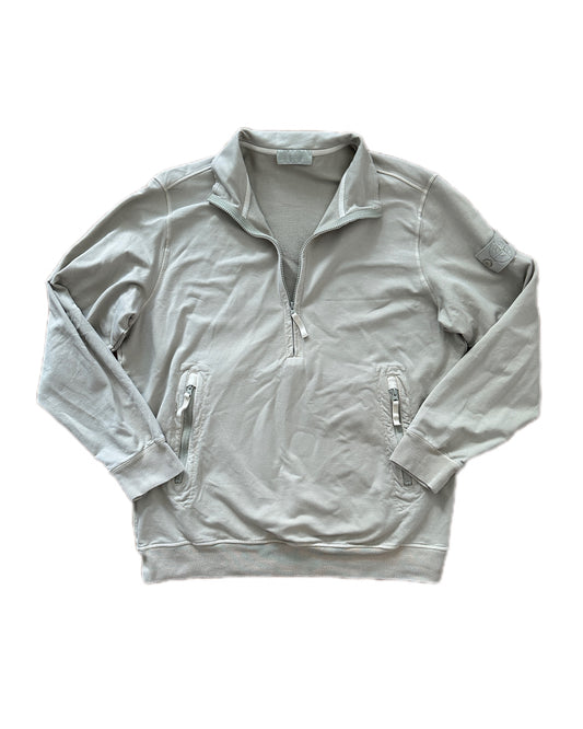 Stone Island Ghost Piece 2021 Beige Quarter Zip Pocket Sweatshirt - XXL