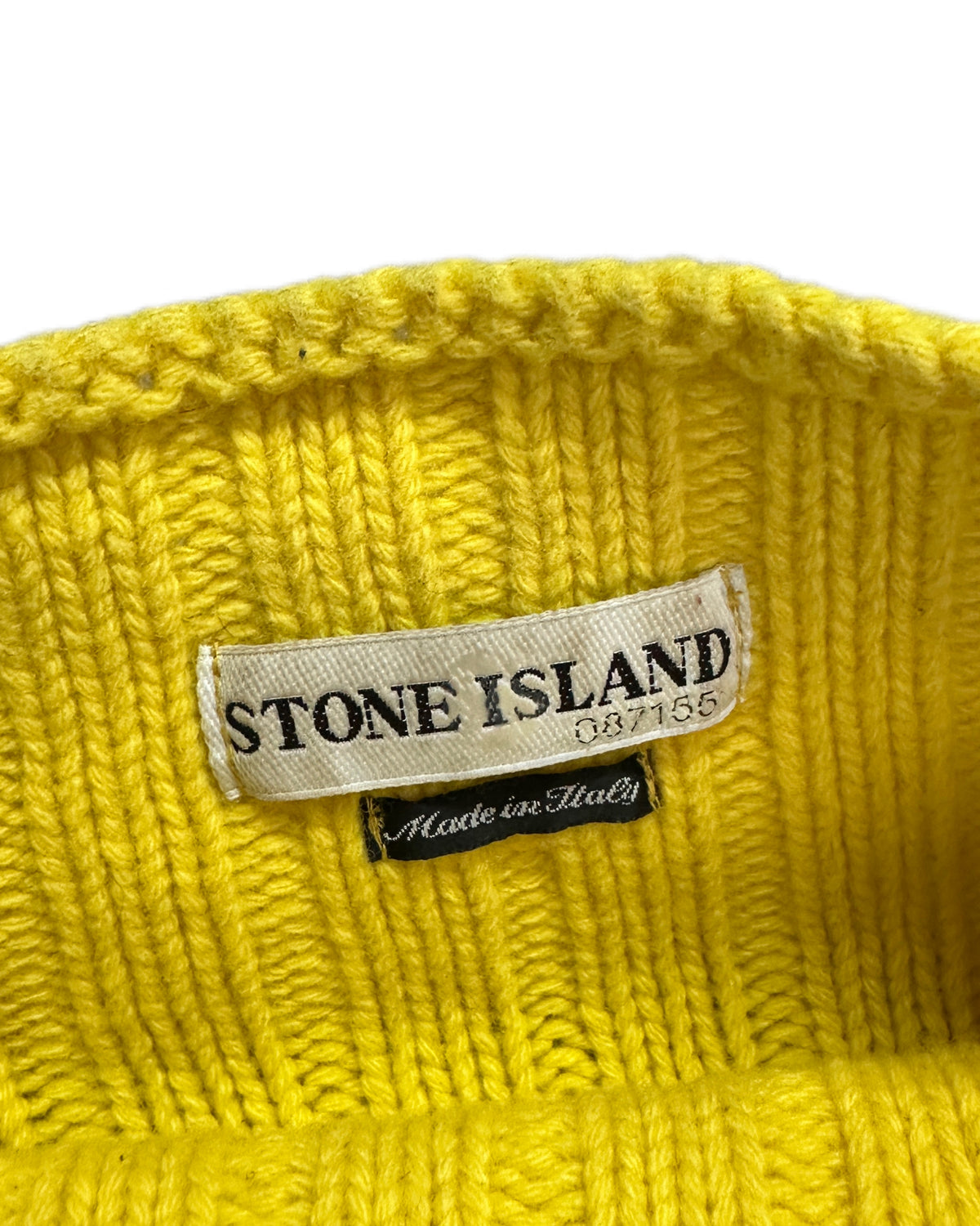 Stone Island 2000 Vintage Yellow Cotton Knit Mockneck Sweater - L - Made in Italy