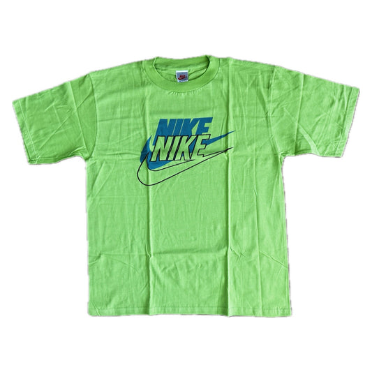 Nike 1988 Vintage Shadow Logo Sample T-Shirt - Acid Green - L - Made in Italy