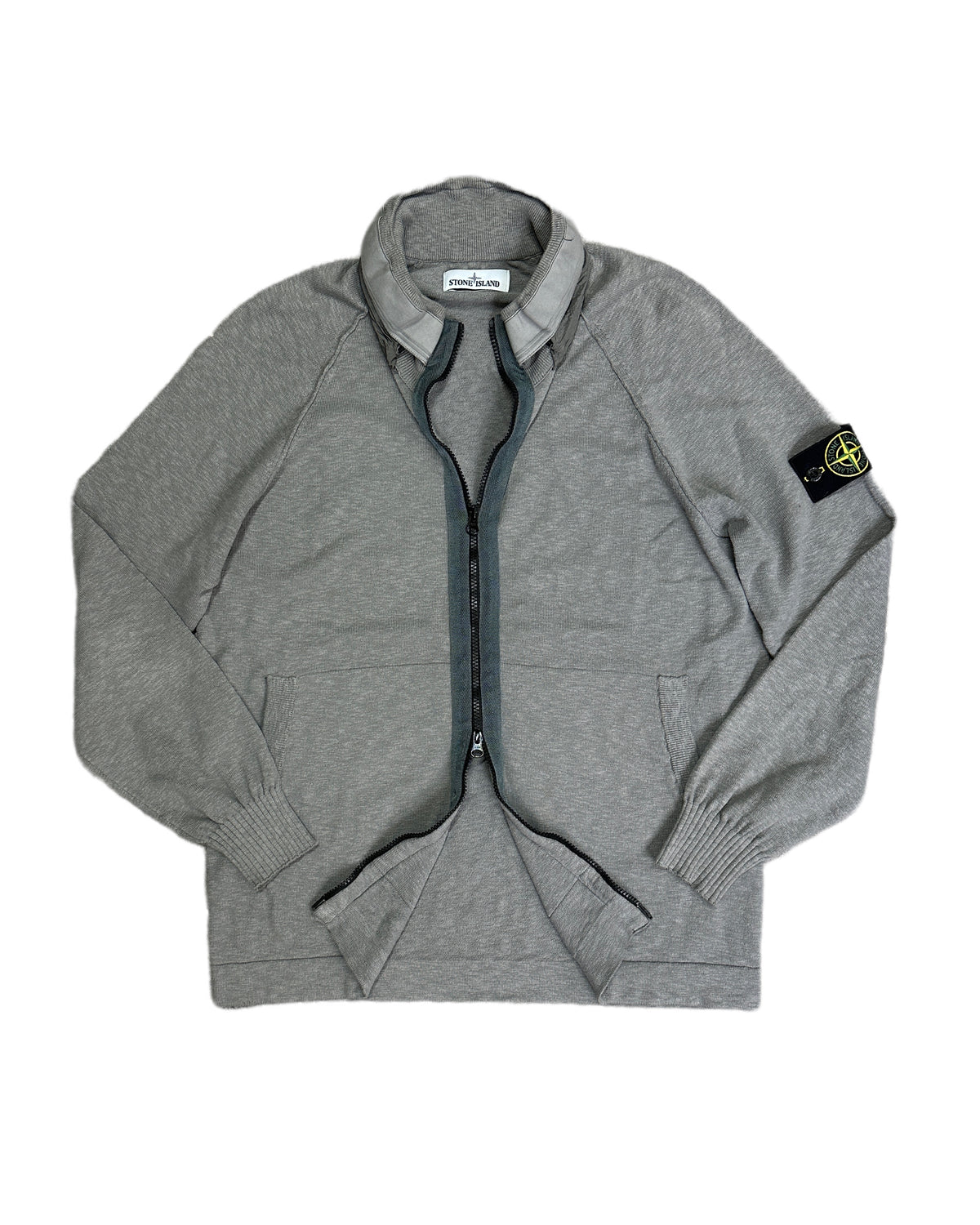 Stone Island 2019 Grey Hooded Knit Jacket - XL