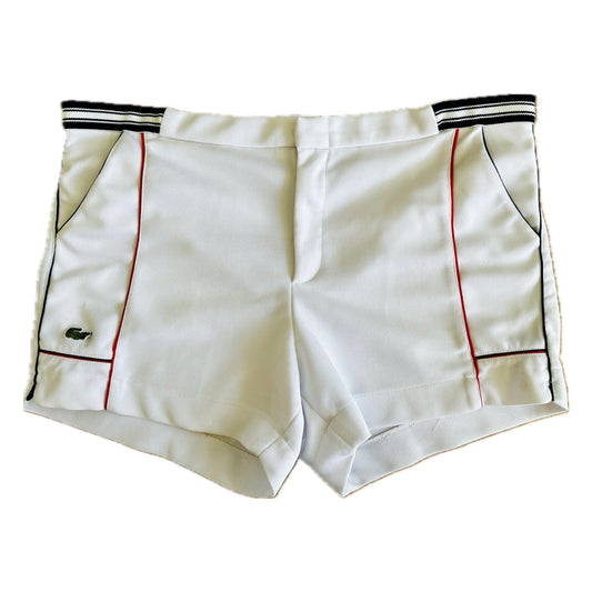 Lacoste 80s Vintage White Tennis Shorts - XL - Made in Spain