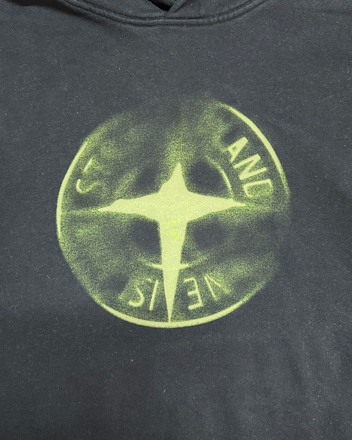 Stone Island 2019 Distressed Logo Print Hooded Sweatshirt - L (fits M)