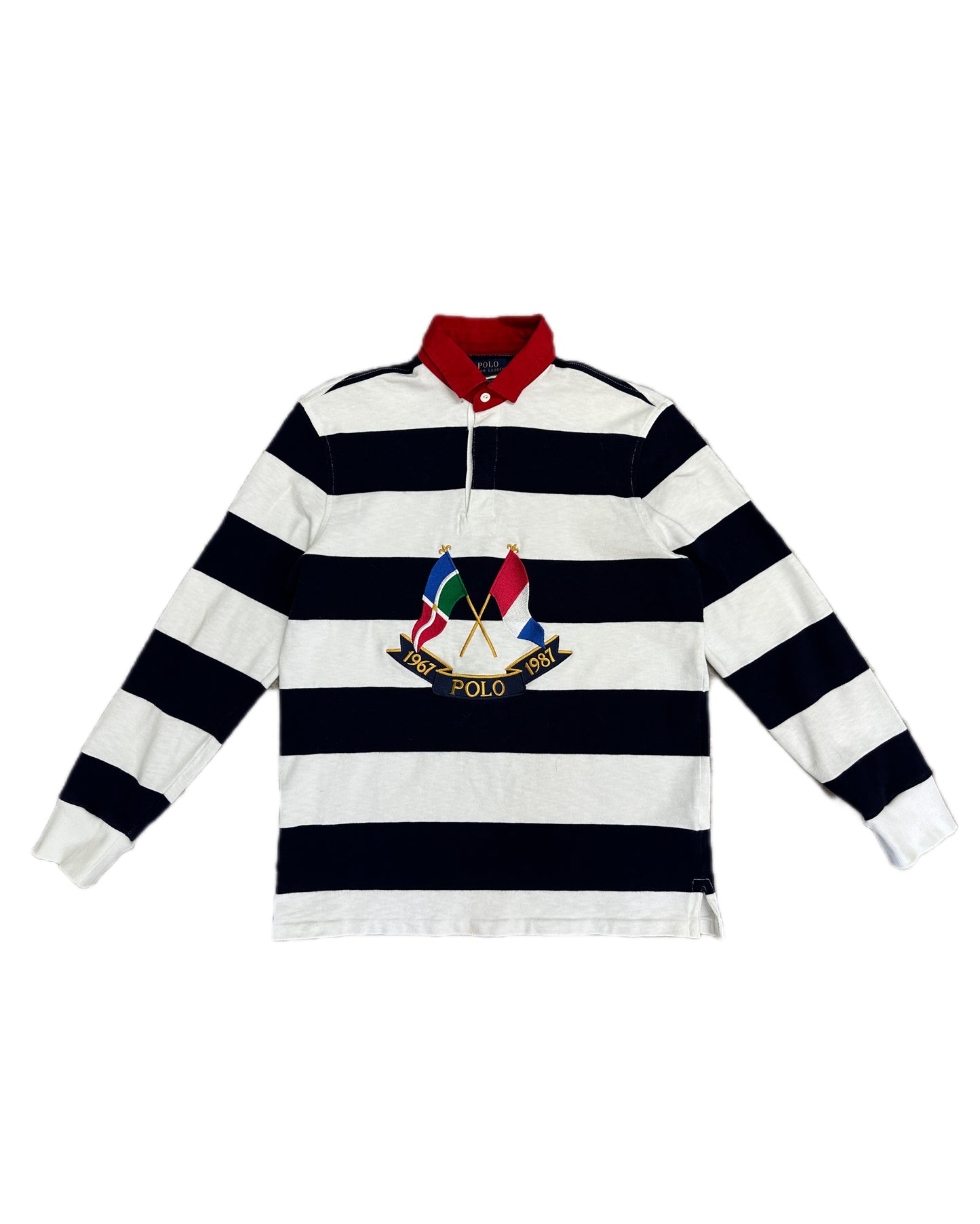 Polo Ralph Lauren 1987 Cross Flags Stripes Longsleeve Polo Shirt - S