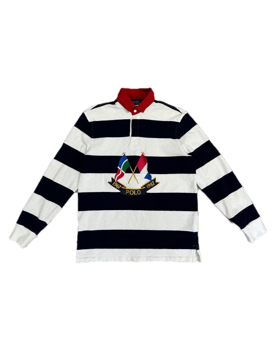 Polo Ralph Lauren 1987 Cross Flags Stripes Longsleeve Polo Shirt - S