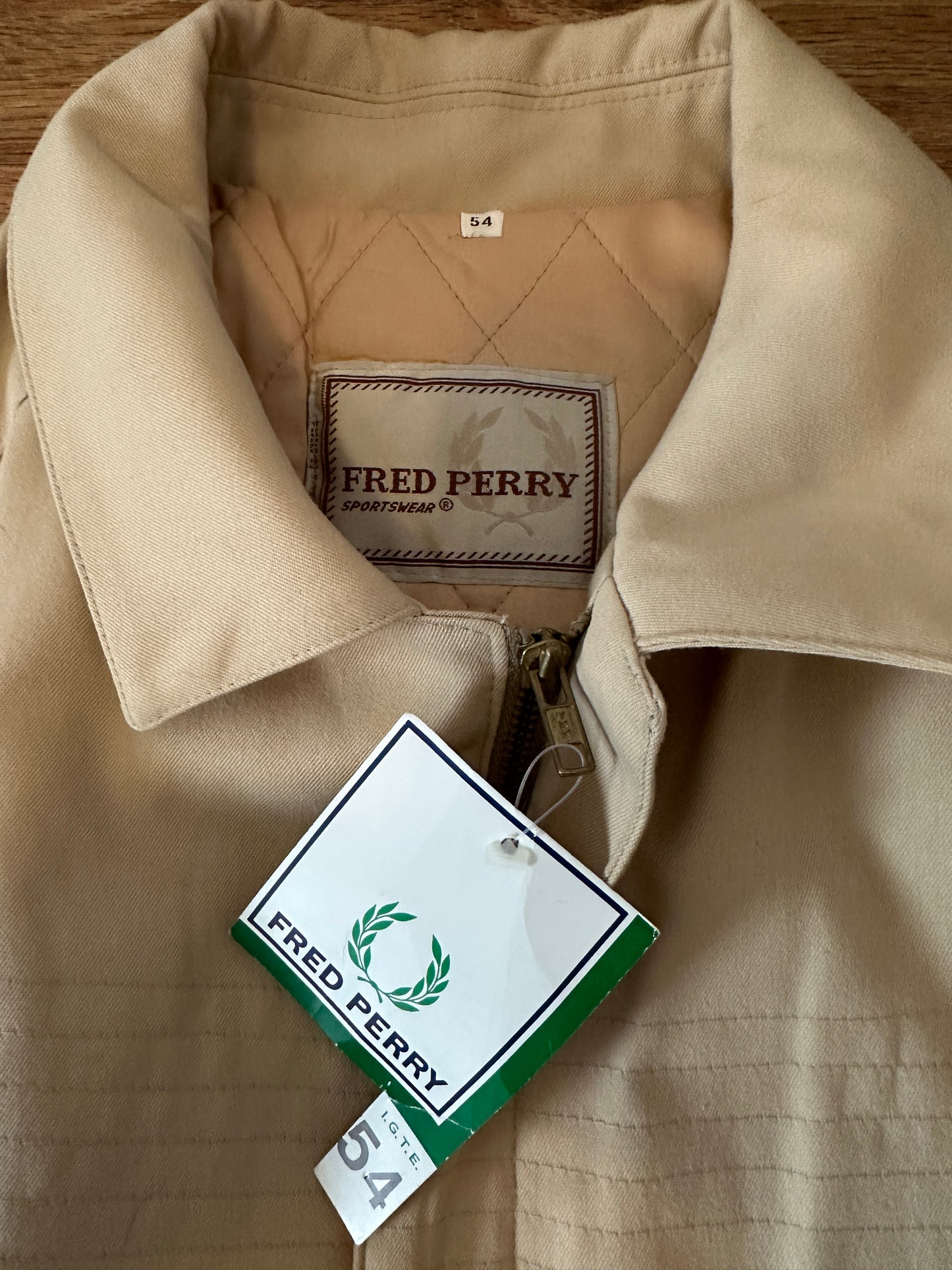 Fred Perry Vintage 80s Anorak Brown-beige - Deadstock - 56 / XL - Made in Spain