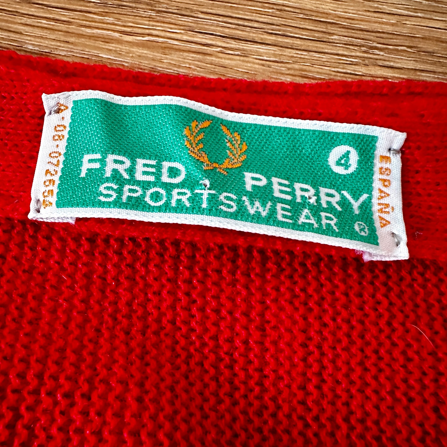 Fred Perry Vintage 80 Red Cardigan - Deadstock - 4 / M - Made in Spain