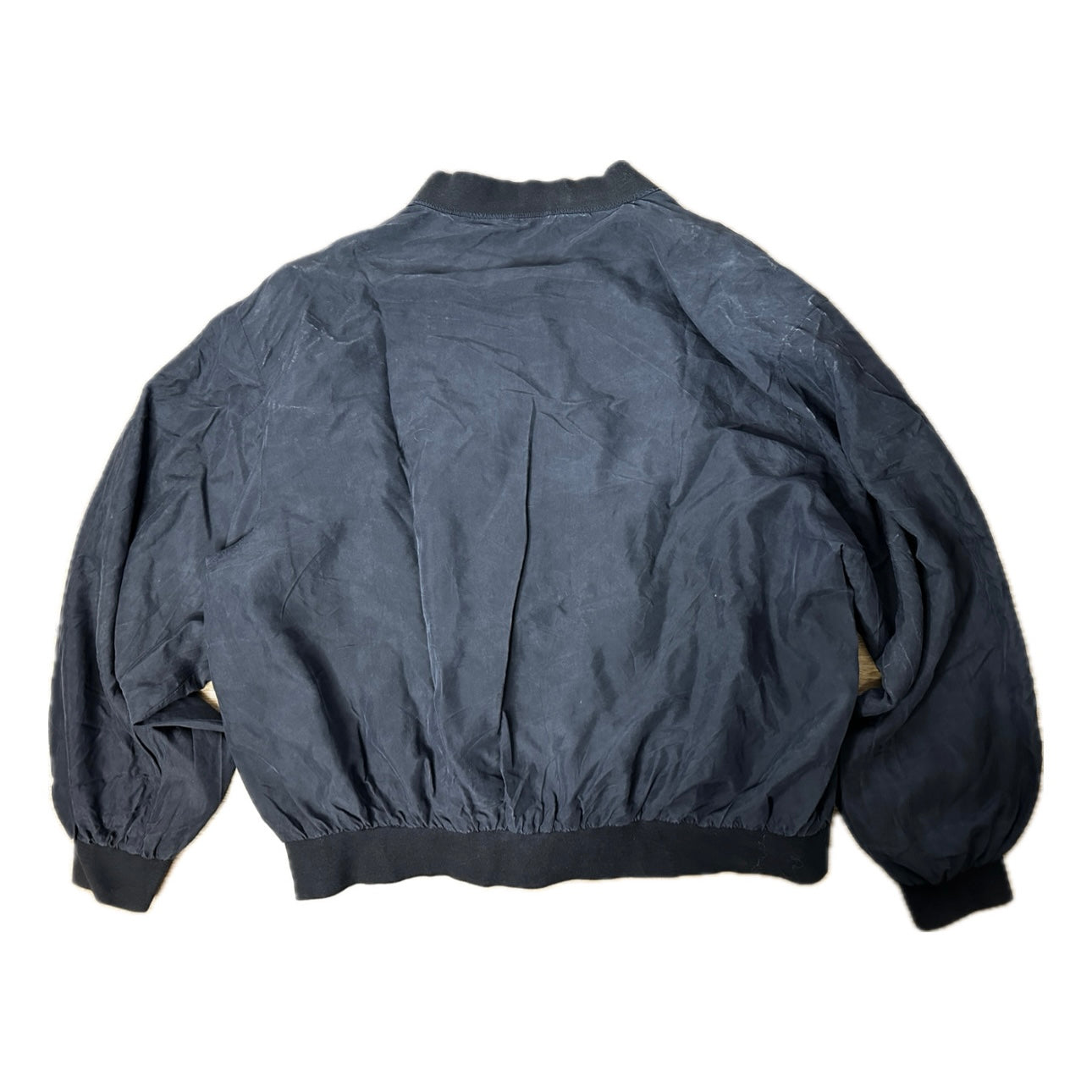 Vintage 80s Black Silk Bomber Jacket - XL