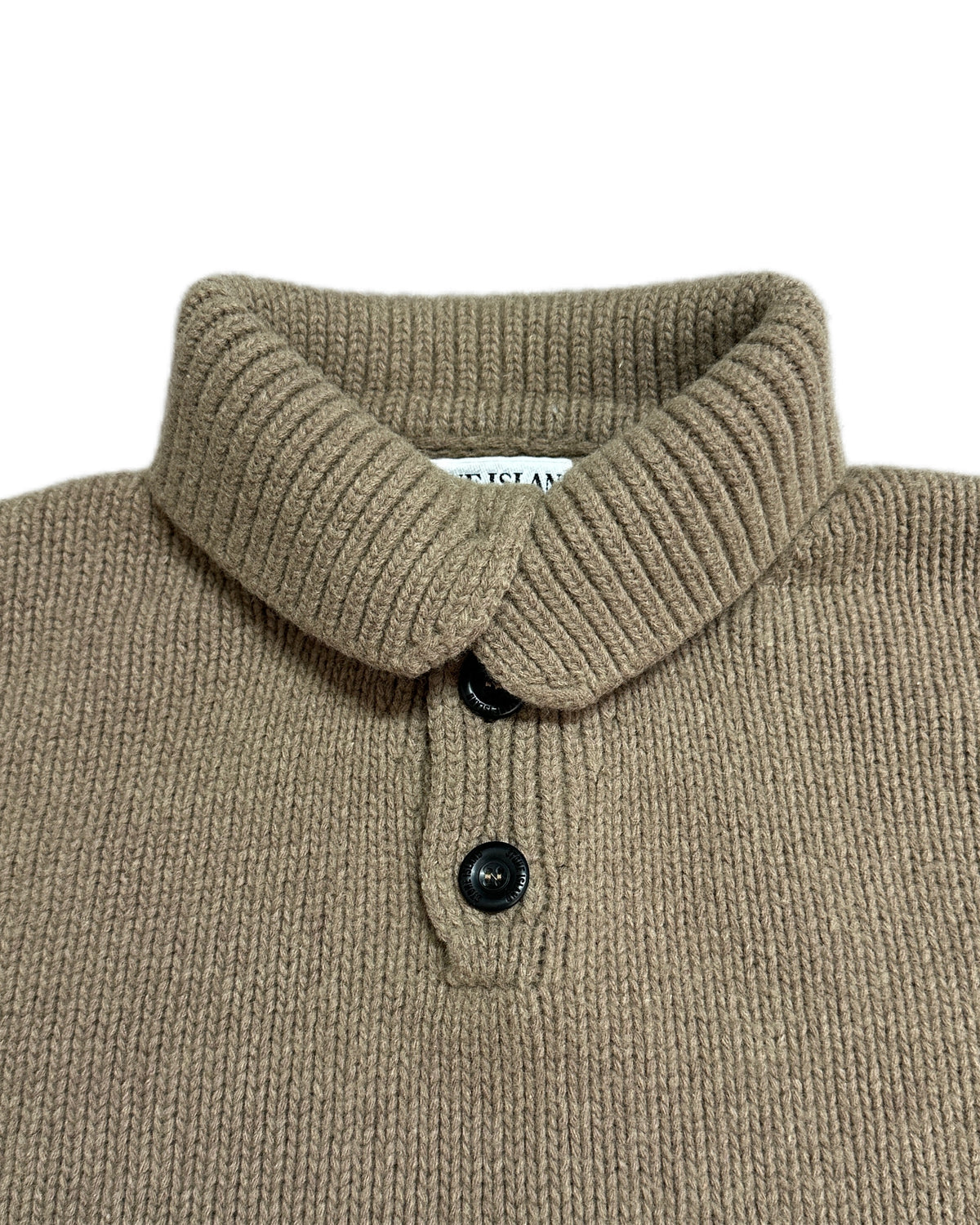 Stone Island 1998 Vintage Brown Wool Knit Troyer - L - Made in Italy