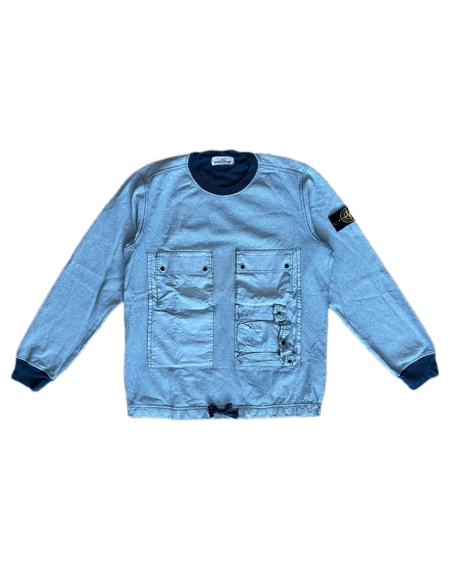 Stone Island 2019 Tela Placcata Blue Multi Pocket Sweatshirt - M