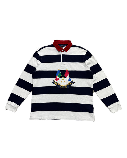 Polo Ralph Lauren 1987 Cross Flags Stripes Longsleeve Polo Shirt - L