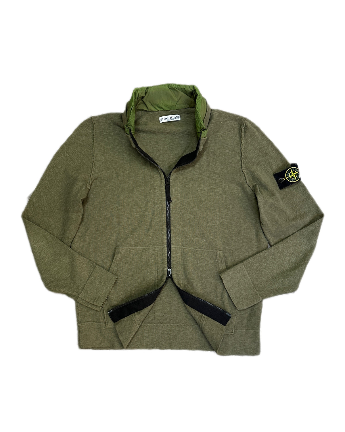 Stone Island 2011 Khaki Hooded Knit Jacket - XL - Made in Italy