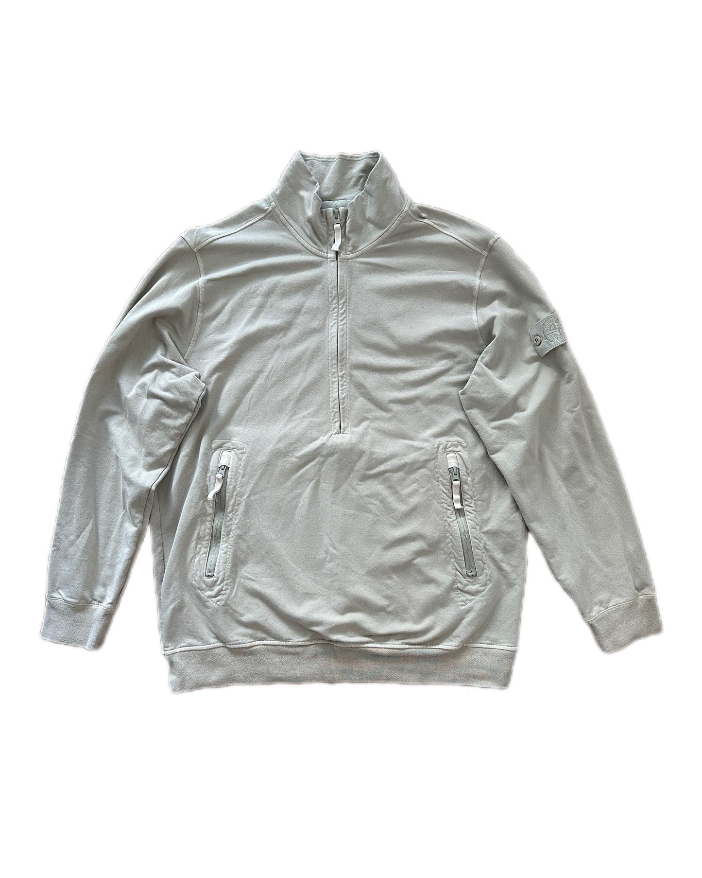 Stone Island Ghost Piece 2021 Beige Quarter Zip Pocket Sweatshirt - XXL