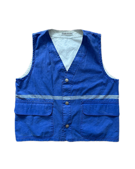 Stone Island Marina 1992 Tela Stella Reflective Print Vest - L - Made in Italy