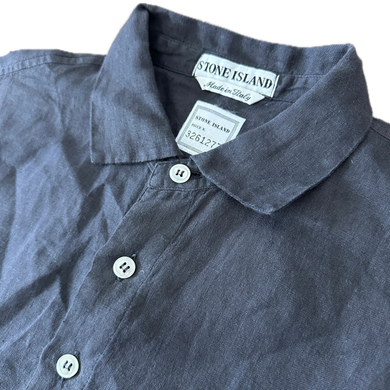 Stone Island Marina Vintage 90s Linen Polo Shirt- M - Made in Italy