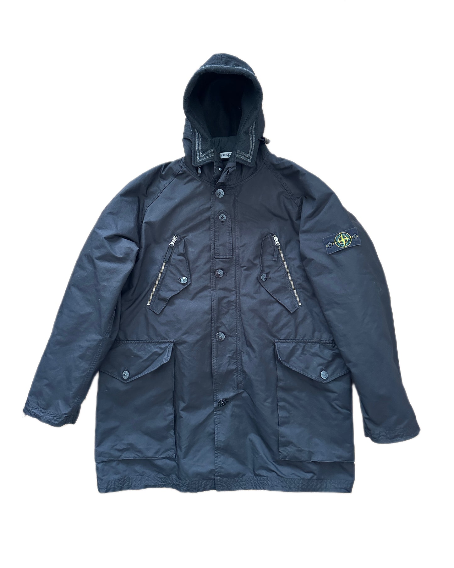 Stone Island 2009 Black Microfibre Down Parka - 3XL