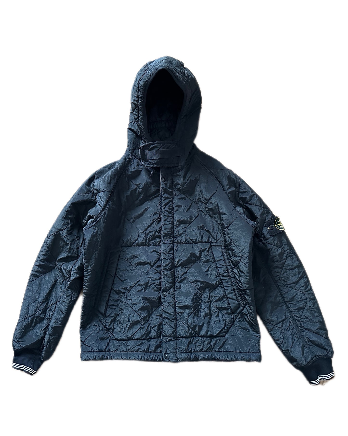 Stone Island 2004 Paul Harvey Navy Quilted Nylon Metal Jacket - L - Made in Italy