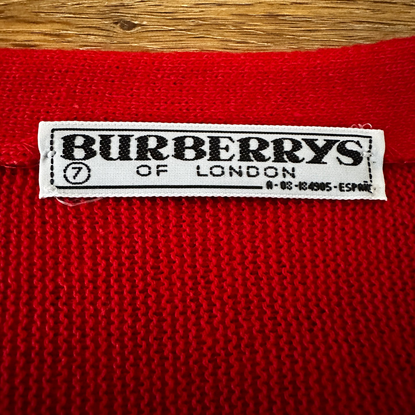 Burberrys Vintage 80s Cardigan Red - Deadstock - 7 /  XL - Made in Spain