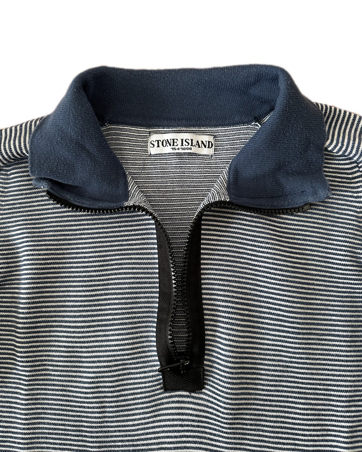 Stone Island 2009 Holographic Logo Quarter Zip 3D Knit Sweatshirt - M - Made in Italy