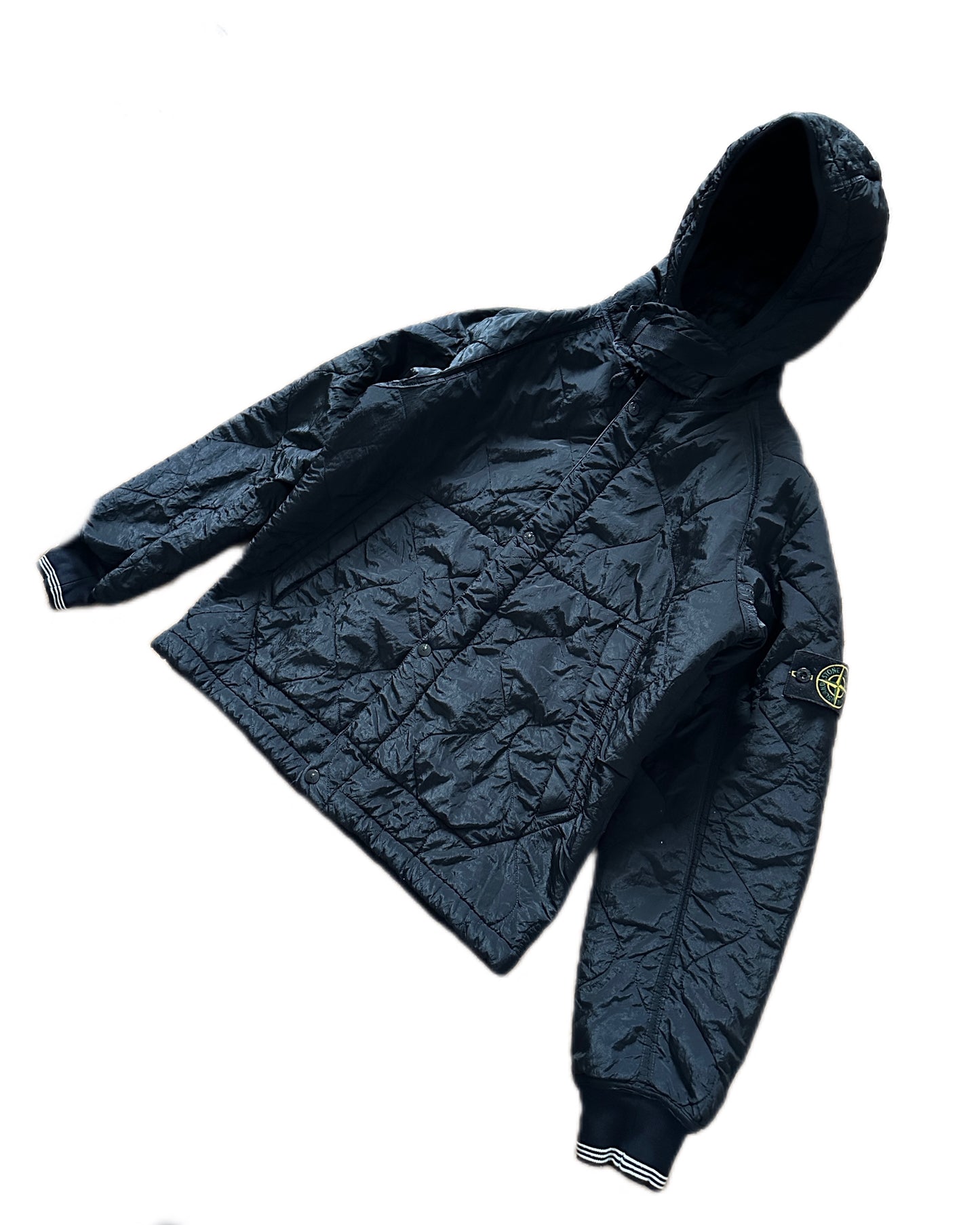 Stone Island 2004 Paul Harvey Navy Quilted Nylon Metal Jacket - L - Made in Italy