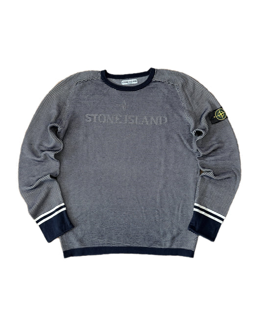 Stone Island 2009 Holographic Logo Mesh Badge 3D Knit Sweatshirt - L - Made in Italy