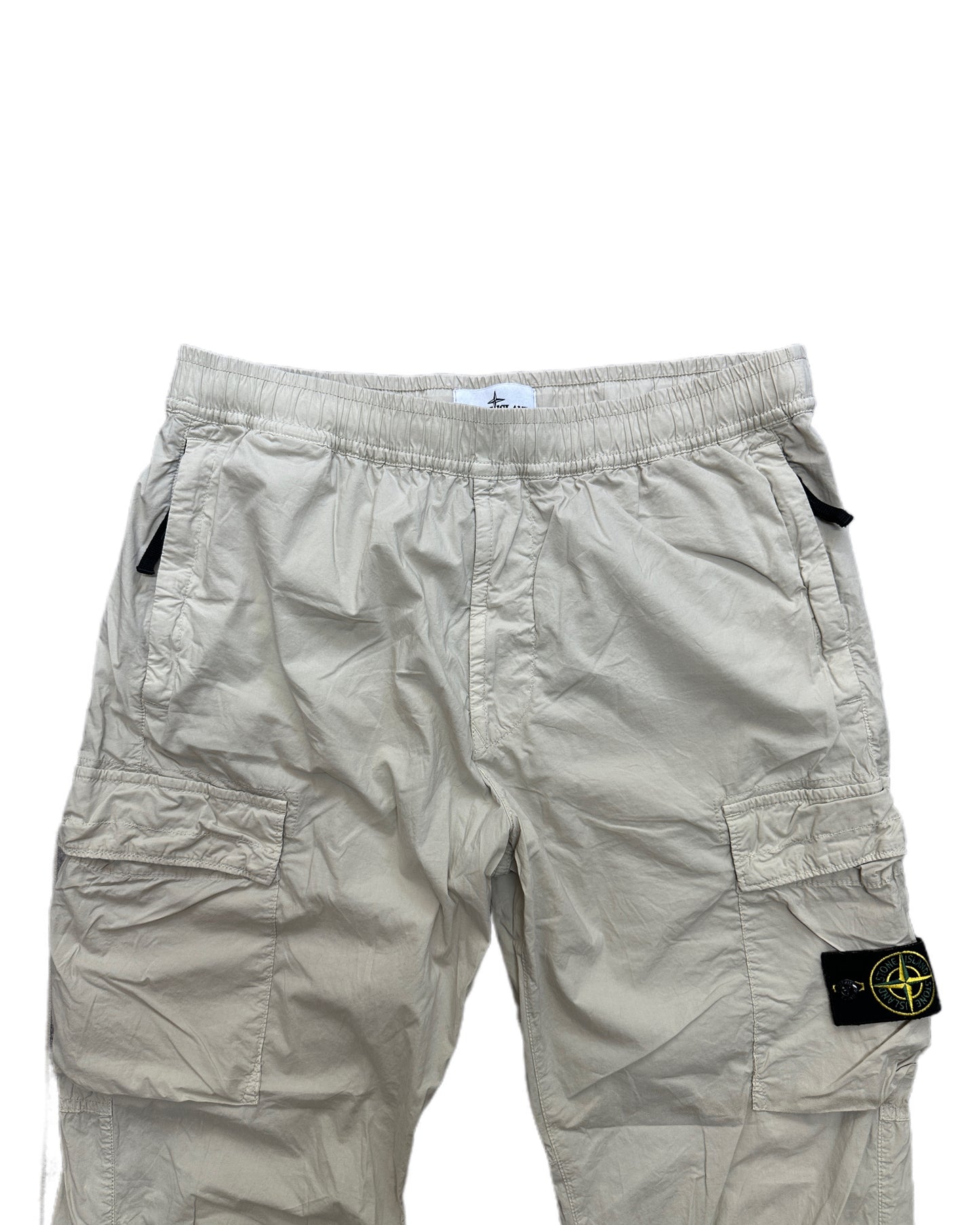 Stone Island 2025 Stretch Cotton Tela Pracadute Beige Type RE-T Cargo Pants - W34