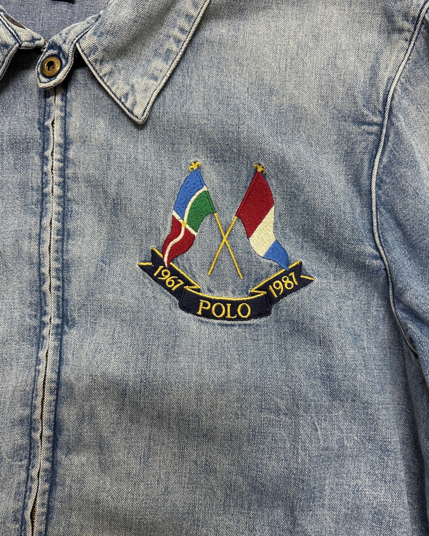 Polo Ralph Lauren Cross Flags 1987 Denim Zip Jacket -  L