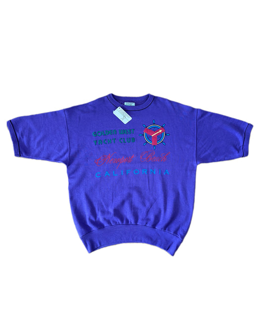 American System 1986 Vintage Shortsleeve Purple Sweatshirt - XL - Made in Italy