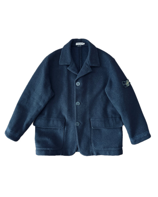 Stone Island 1995 Vintage Black Wool Blazer Jacket  - XL - Made in Italy