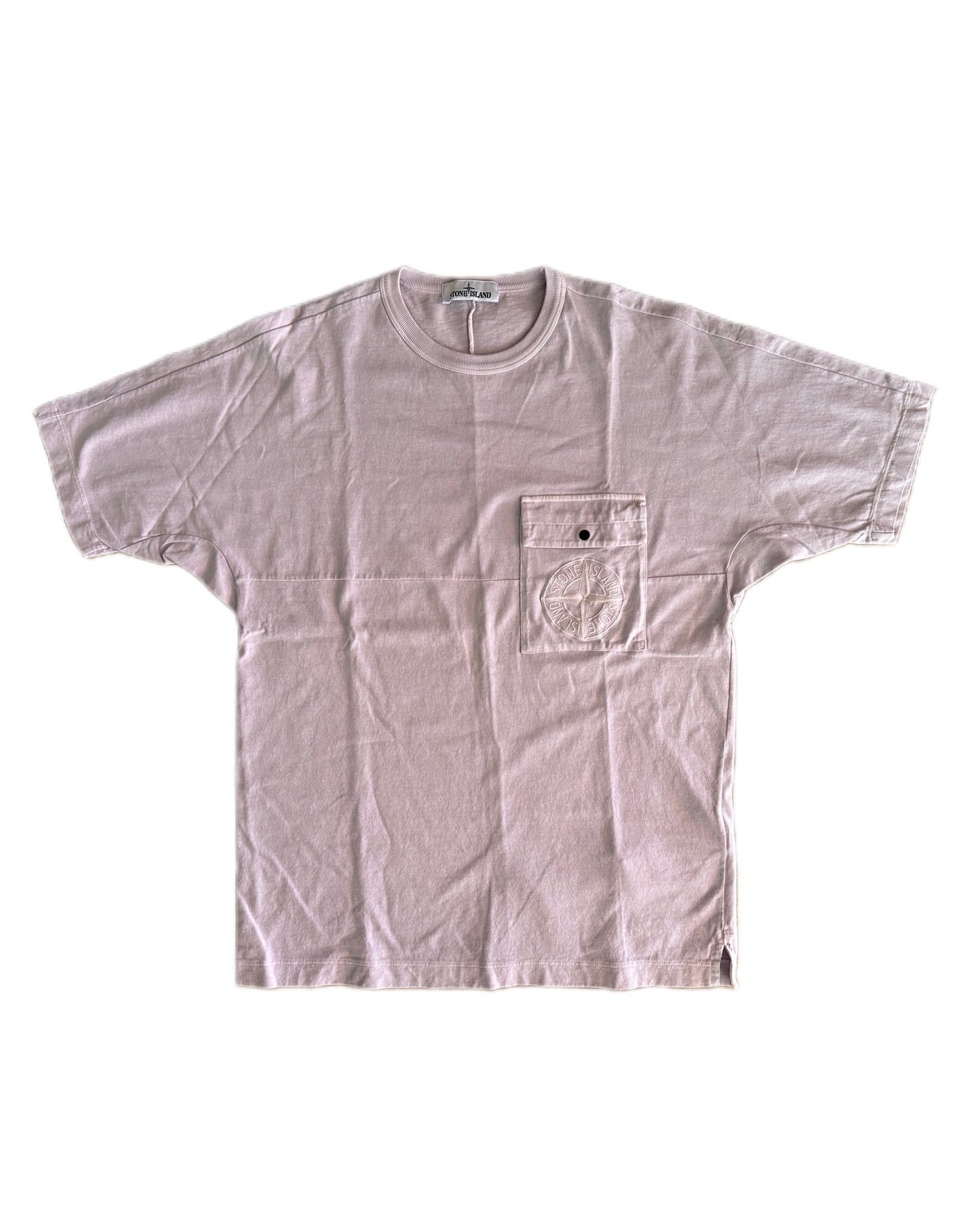 Stone Island 2022 Pastel Mauve Compass Embroidery Pocket T-Shirt - M - Made in Italy