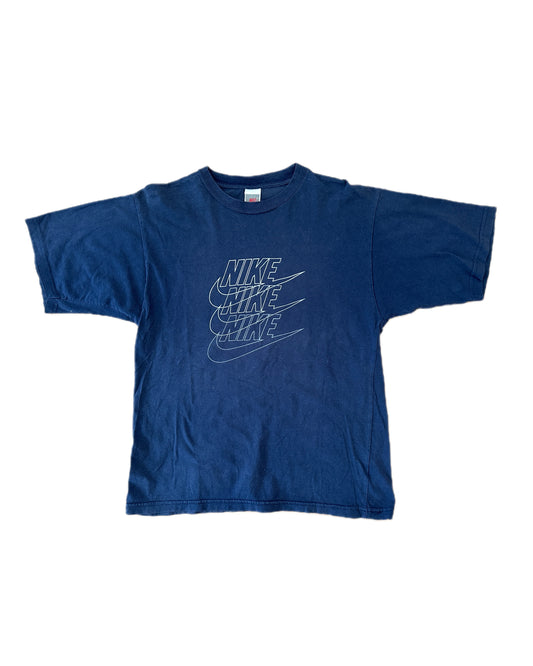 Nike 80s Vintage Echo Logo T-Shirt - L - Made in Portugal