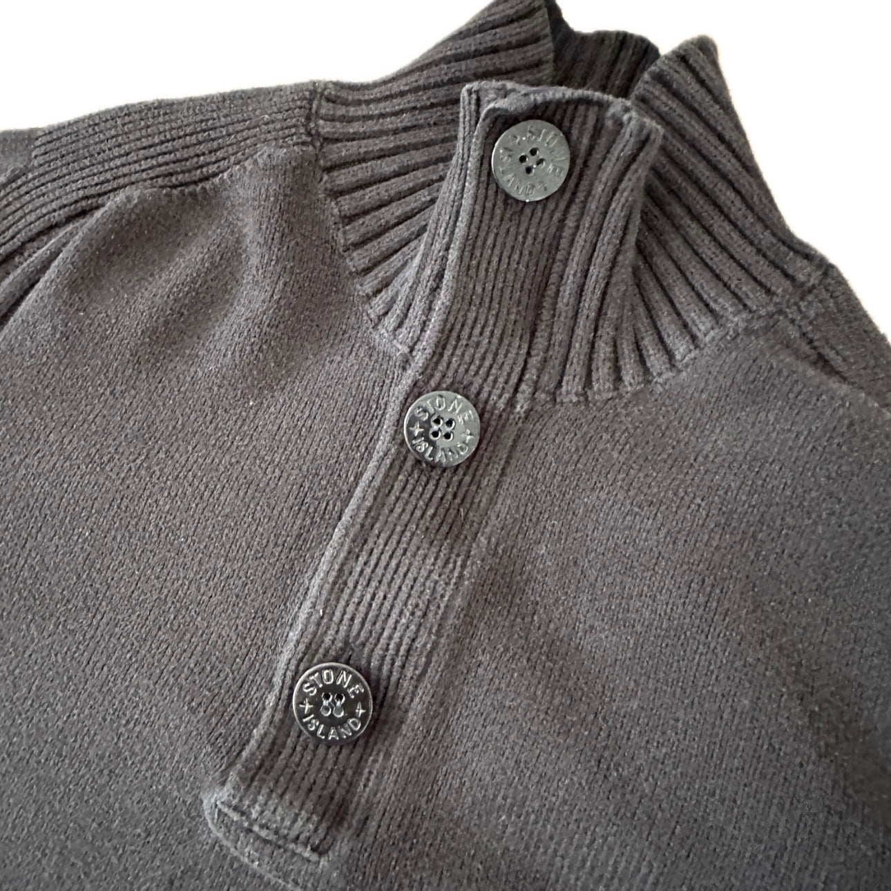 Stone Island 2010 Black Knit Troyer Sweater - L - Made in Italy