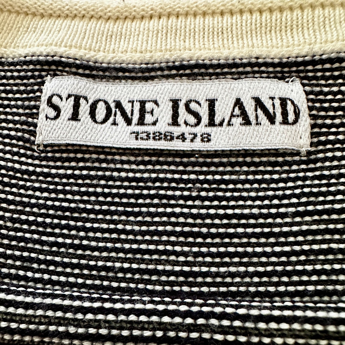 Stone Island 2009 Mesh Badge Holographic Light Knit Sweater - L - Made in Italy