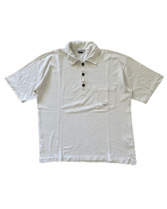 Stone Island Marina 1998 Vintage White Polo Shirt - XL - Made in Italy