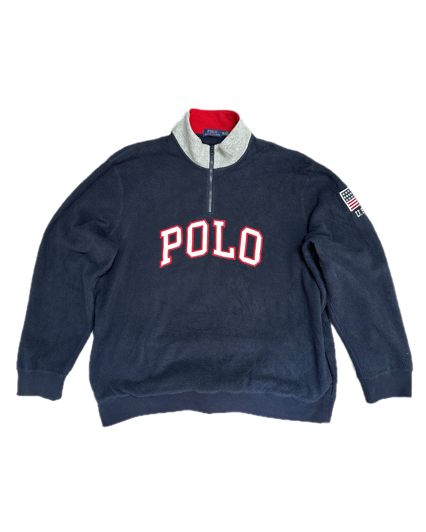 Polo Ralph Lauren USA Fleece 3/4 Zip Sweatshirt  Navy -  XXL