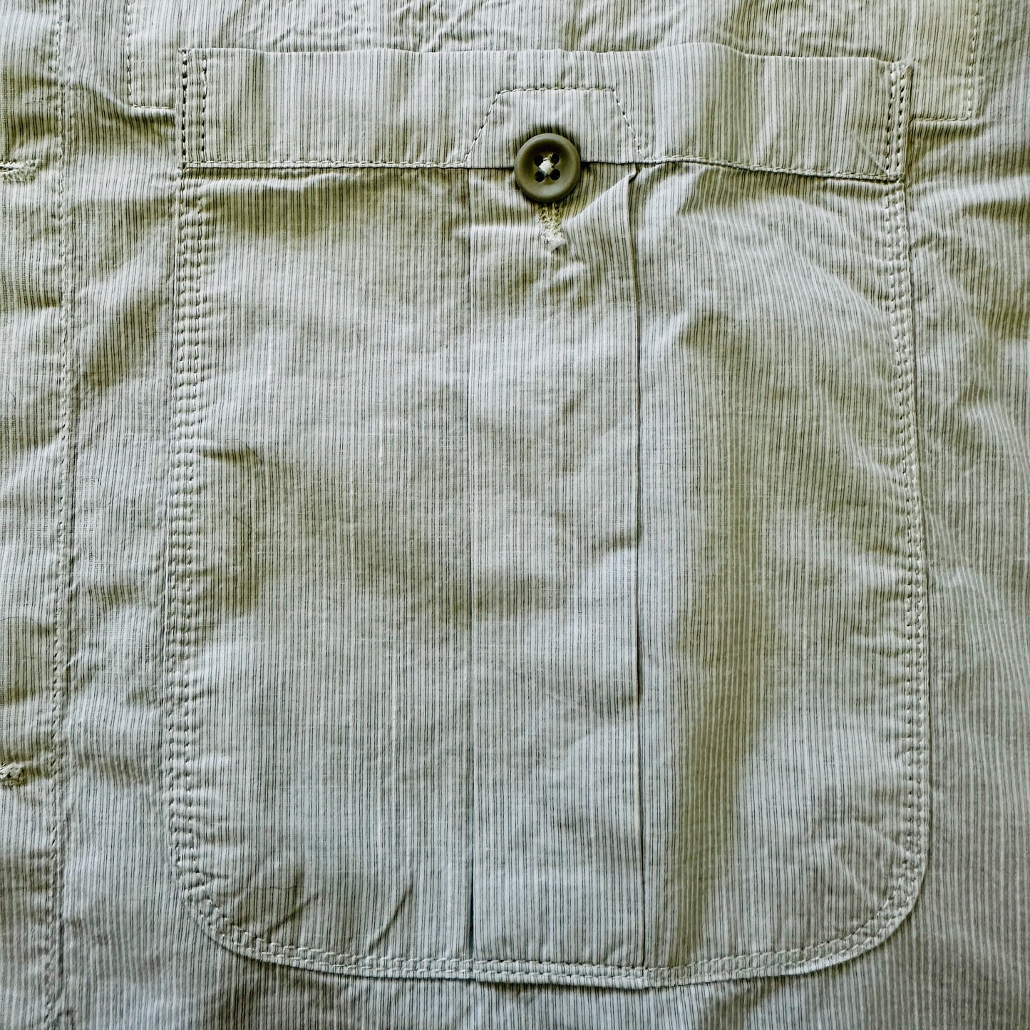 Stone Island 2008 White Striped Button Down Cotton Shirt  - L